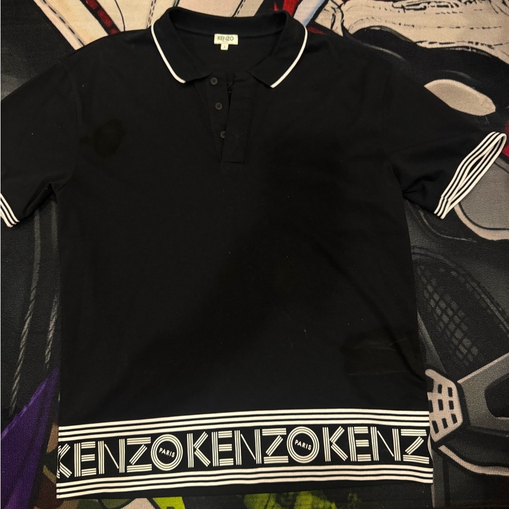 Kenzo Black Polo with White Trim